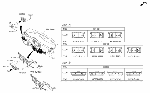 2018 Kia Sportage Switch Assembly-Side Crash Pad Diagram for 93700D9250WK