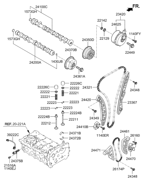 2016 Kia Sportage Camshaft Assembly-Intake Diagram for 241002GTB0
