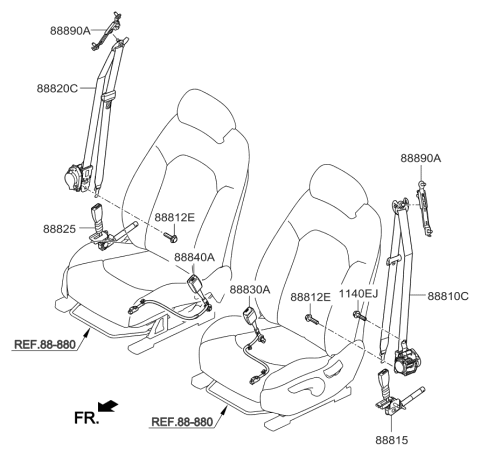 2016 Kia Sportage Front Seat Belt Assembly Right Diagram for 88820D9500BGJ