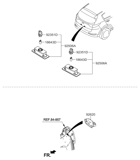 2017 Kia Sportage Lamp Assembly-License Plate Diagram for 92501D9000