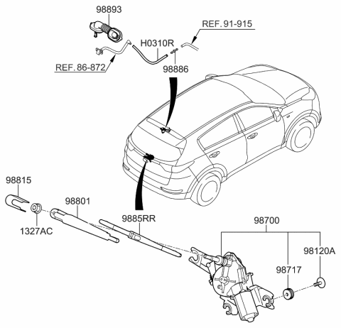 2019 Kia Sportage Motor & Linkage Assembly Diagram for 98700D9000