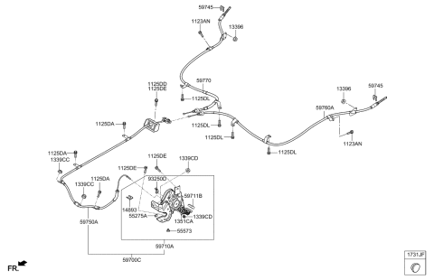 2016 Kia Sportage Cable Assembly-Parking Brake Diagram for 59750D3100