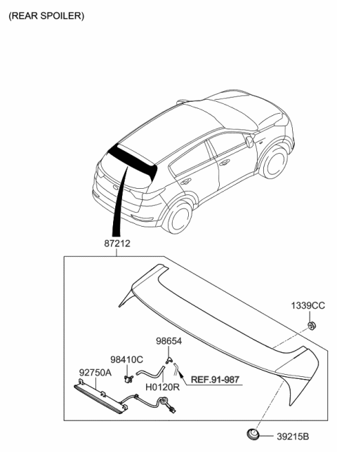 2017 Kia Sportage Lamp Assembly-High Mounted Stop Diagram for 92700D9001