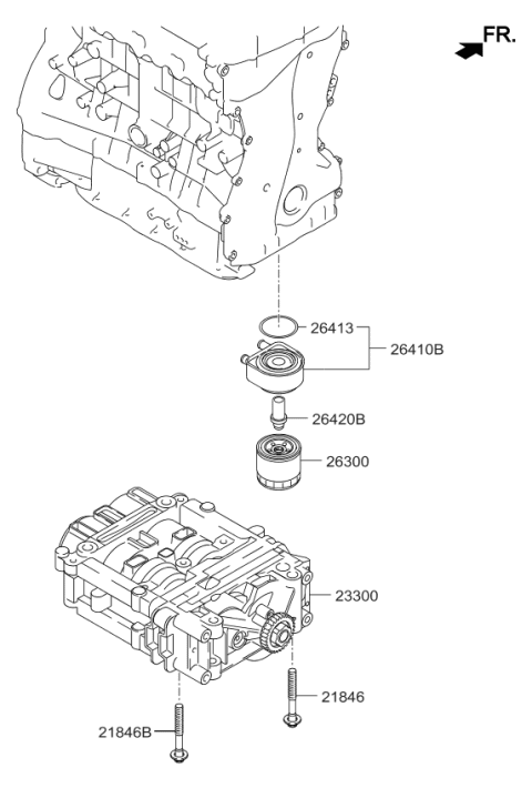 2016 Kia Sportage Cooler Assembly-Engine Oil Diagram for 264102G000