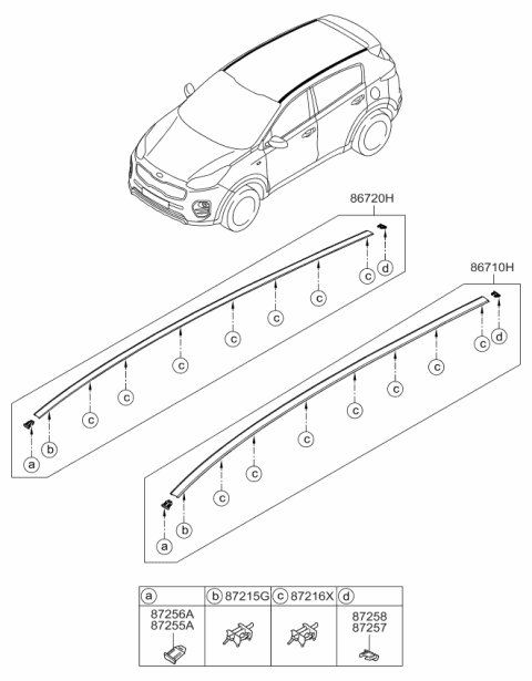 2017 Kia Sportage Roof Garnish & Rear Spoiler Diagram 1