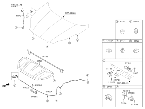 2019 Kia Sportage Weatherstrip-Hood Diagram for 86430D9000