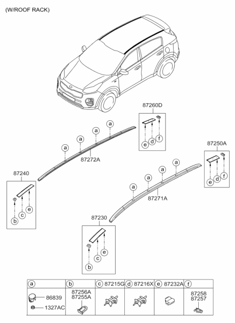 2017 Kia Sportage RACK ASSY-ROOF,LH Diagram for 87270D9510PCC