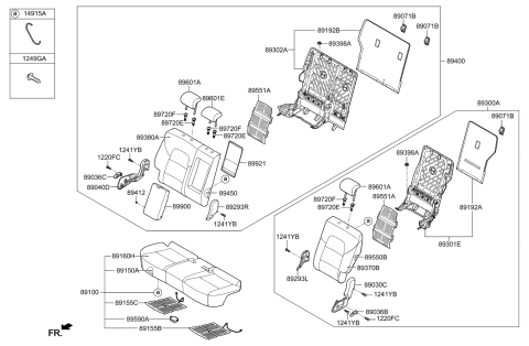 2017 Kia Sportage Rear Seat Back Armrest Assembly Diagram for 89900D9100BQL