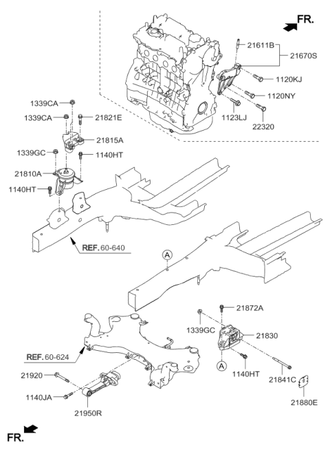 2018 Kia Sportage Engine Support Bracket Assembly Diagram for 216702GGB0
