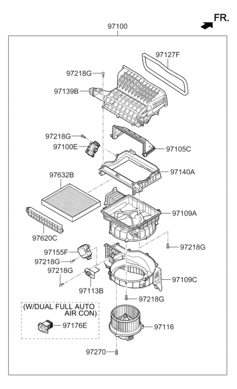 2016 Kia Sportage Case-Blower,Upper Diagram for 97111D3100