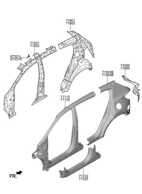 2018 Kia Sportage Panel Assembly-Pillar Outer Diagram for 71110D9A00