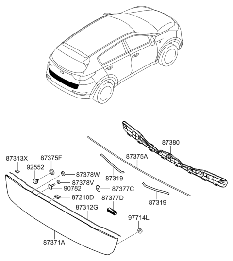 2017 Kia Sportage Back Panel Moulding Diagram