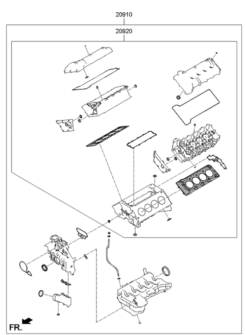 2015 Kia K900 Engine Gasket Kit Diagram