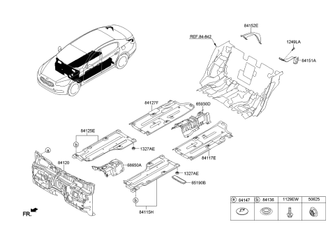 2015 Kia K900 Cover-Side Outer Rear Up Diagram for 841523T000