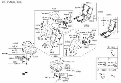 2015 Kia K900 Rear Seat Back Armrest Assembly Diagram for 899003T450KER