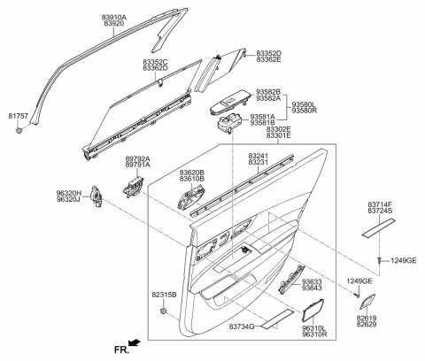 2015 Kia K900 Rear Door Trim Diagram