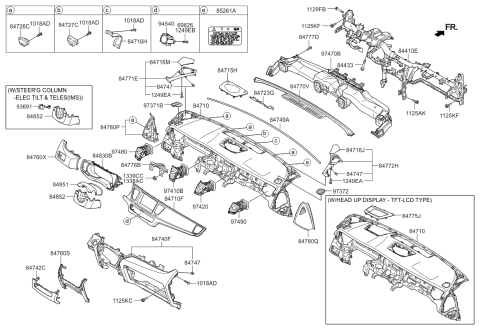 2015 Kia K900 GROMMET-Crash Pad Main Guide Diagram for 847283T000