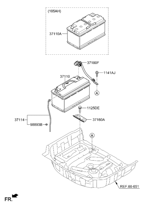 2015 Kia K900 Bracket-Battery Mounting Diagram for 371603M000