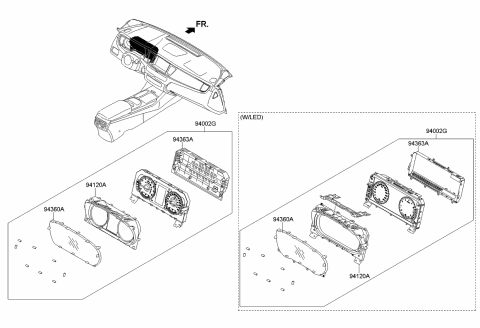2015 Kia K900 Cluster Assembly-Instrument Diagram for 940213T040