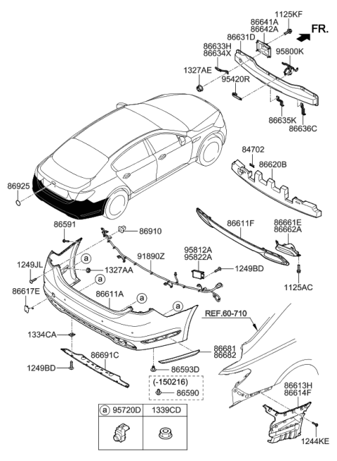 2015 Kia K900 Cap-Rear Hook Diagram for 866173T000
