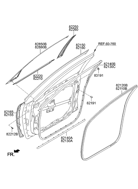 2015 Kia K900 WEATHERSTRIP-Front Door Body Side Diagram for 821103T000KWH