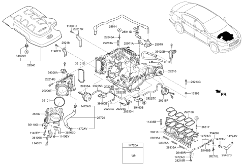 2015 Kia K900 Bolt-Engine Cover Mounting Diagram for 292463CAA0