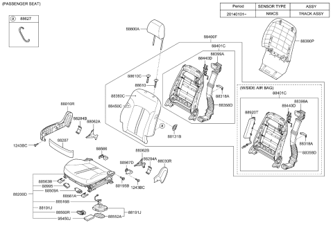 2015 Kia K900 Cover-Front Seat RH Inner Diagram for 882833T010WK