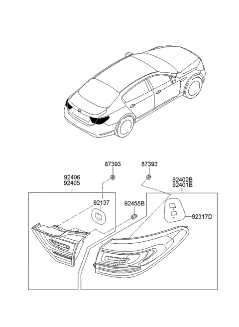 2015 Kia K900 Lamp Assembly-Rear Combination Outside Diagram for 924023T020