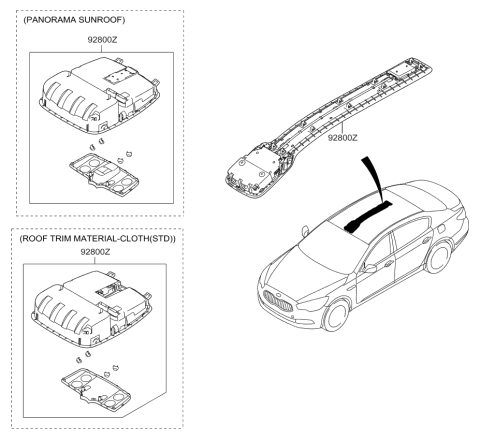 2015 Kia K900 Lamp Assembly-Overhead Console Diagram for 928103T150AYK