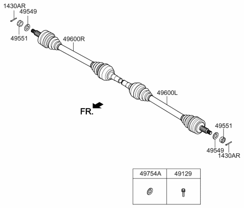 2015 Kia K900 Shaft Assembly-Drive Rear Diagram for 496013T100