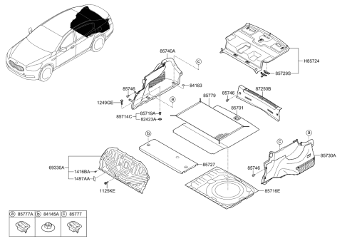 2015 Kia K900 Trim Assembly-Luggage Side Diagram for 857403T500