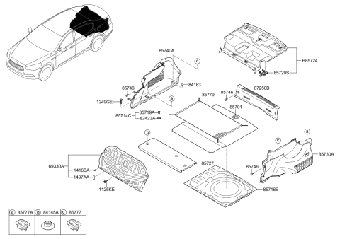 2015 Kia K900 Net Assembly-Luggage Floor Diagram for 857793T100