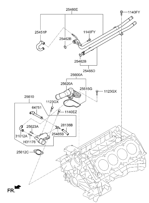 2015 Kia K900 Coolant Pipe & Hose Diagram 2