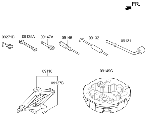 2015 Kia K900 Jack Assembly Diagram for 091103S100