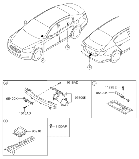 2015 Kia K900 Air Bag Control Module Assembly Diagram for 959103T100