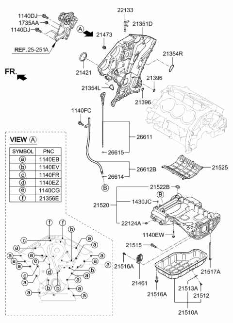 2015 Kia K900 Pan Assembly-Engine Oil Diagram for 215203CEA2