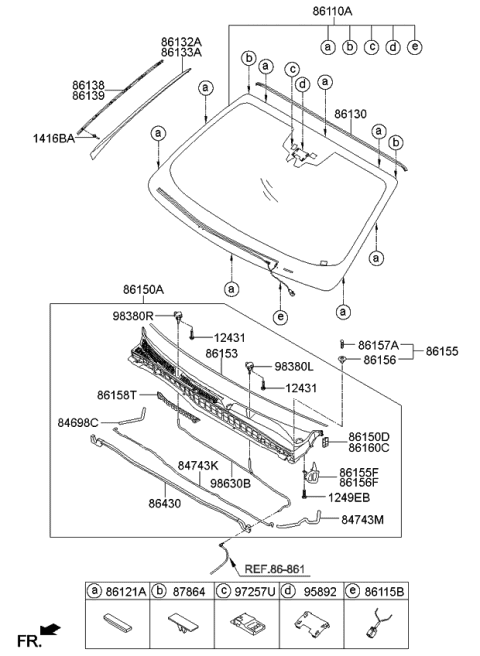 2015 Kia K900 Windshield Glass Assembly Diagram for 861103T270