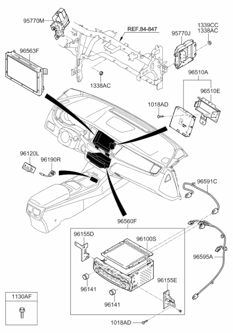 2015 Kia K900 Deck Assembly-Audio Diagram for 965643T000