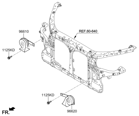 2015 Kia K900 Horn Assembly-Low Pitch Diagram for 966103T000
