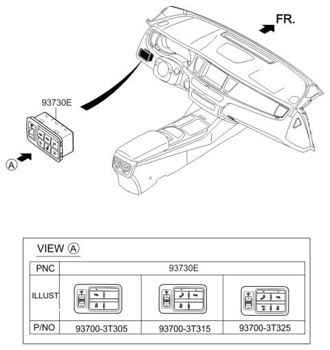 2015 Kia K900 Switch Assembly-Crash Pad,LH Diagram for 937003T305AHV