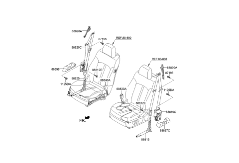 2015 Kia K900 Belt-Front Seat Diagram