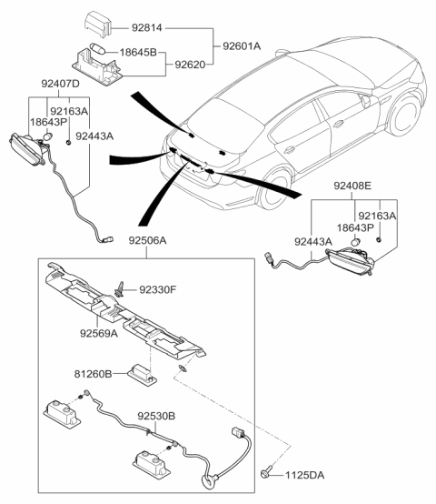 2015 Kia K900 Back Up Lamp Assembly,RH Diagram for 924083T000