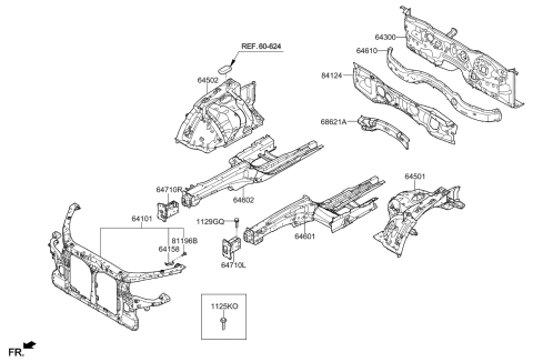 2015 Kia K900 Fender Apron & Radiator Support Panel Diagram