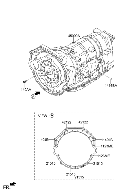 2015 Kia K900 Auto TRANSAXLE & TORQUE/CONVENTIONAL Assembly Diagram for 450004E010