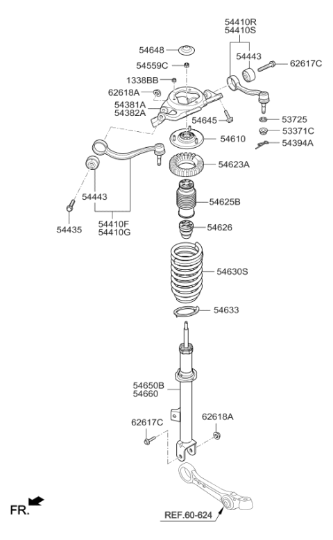 2015 Kia K900 Front Arm Assembly-Front Upper,L Diagram for 544003T050