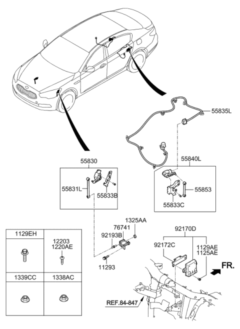 2015 Kia K900 Sensor Assembly-Front HEIGH Diagram for 558303T000