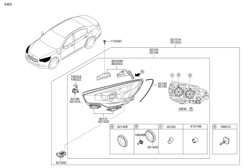 2015 Kia K900 Strip-HEADLAMP RH Diagram for 921713T010