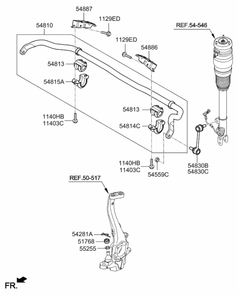 2015 Kia K900 Link Assembly-Front Stabilizer Diagram for 548303M000