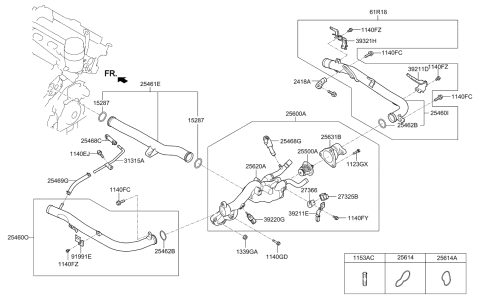 2015 Kia K900 Coolant Pipe & Hose Diagram 1