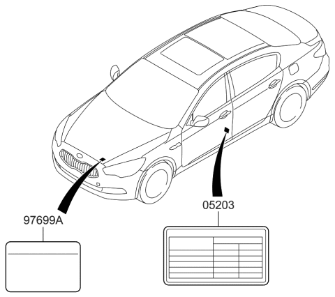 2015 Kia K900 Label-Tire Pressure Diagram for 052033T500